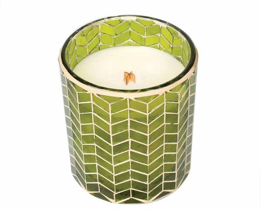 [69363E] Ww Chevron Mosaic Candle Apple Basket